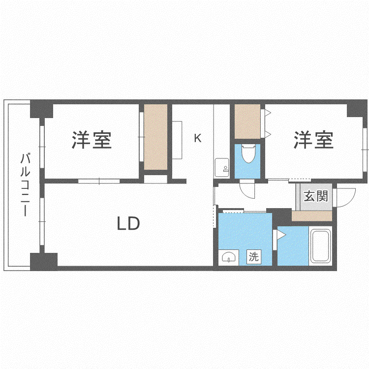 PRESCELTO百合が原(2LDK/1階)の間取り写真
