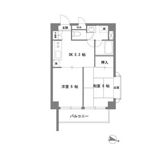 ラフォーレ江北(2DK/2階)の間取り写真