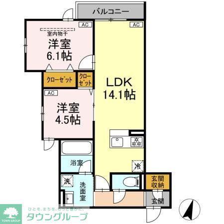 セレスティア扇VII(2LDK/3階)の間取り写真