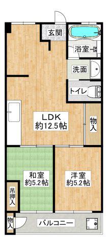 サンロイヤル霞ヶ丘(2LDK/1階)の間取り写真
