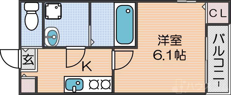 ハーモニーテラス杉本II(1K/1階)の間取り写真