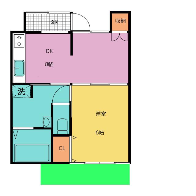 ときわマンション(1LDK/1階)の間取り写真