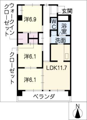 カーサ・ソレイユ(3LDK/3階)の間取り写真