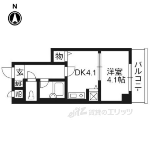 ライオンズマンション五条大宮2(1K/2階)の間取り写真