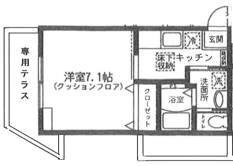 THREE I (1K/1階)の間取り写真