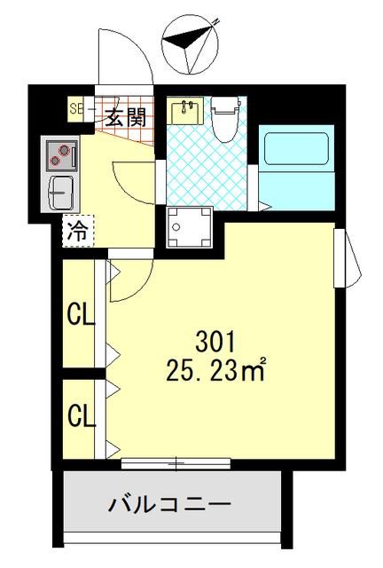 東海マンション(1K/3階)の間取り写真