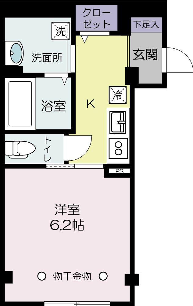 ラージヒルズ高田馬場(1K/2階)の間取り写真