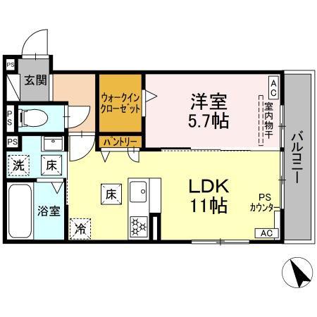 D-HILLS有玉南町(1LDK/1階)の間取り写真