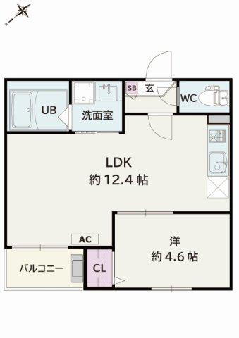 JACK YAWATA IV(1LDK/2階)の間取り写真
