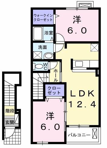 ヴィオラプリート(2LDK/2階)の間取り写真