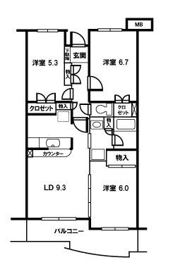 アースウインド北原台(3LDK/4階)の間取り写真