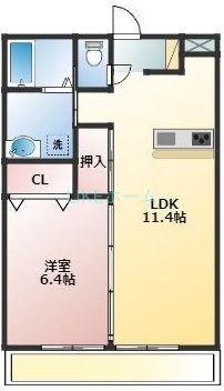 シャトーフローラルN-6(1LDK/1階)の間取り写真