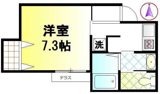 ハルイロ(1K/1階)の間取り写真