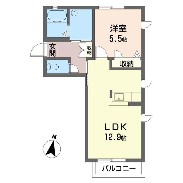 ウィステリア中央(1LDK/1階)の間取り写真
