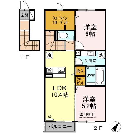 ルクシード(2LDK/2階)の間取り写真