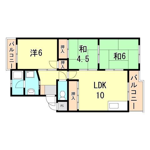 メゾン大津和(3LDK/3階)の間取り写真