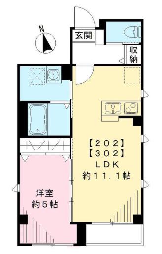 260605 プラム二長町(1LDK/3階)の間取り写真
