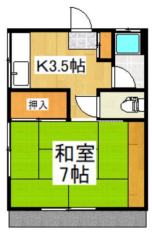 フジヤハイツ(1K/1階)の間取り写真