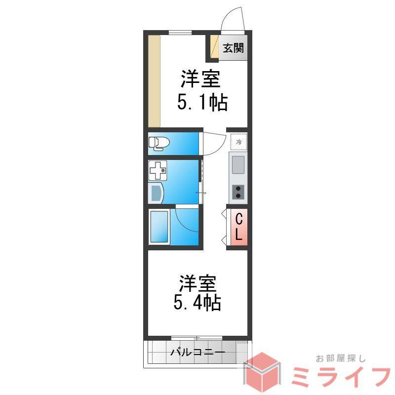 クレンツロジェ天王寺南(1DK/7階)の間取り写真