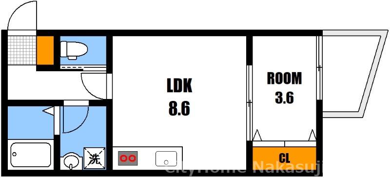 リノリノFK川内3丁目(1LDK/1階)の間取り写真