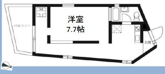 エンシェール砧(ワンルーム/3階)の間取り写真