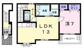 ミューカルム(1LDK/2階)の間取り写真