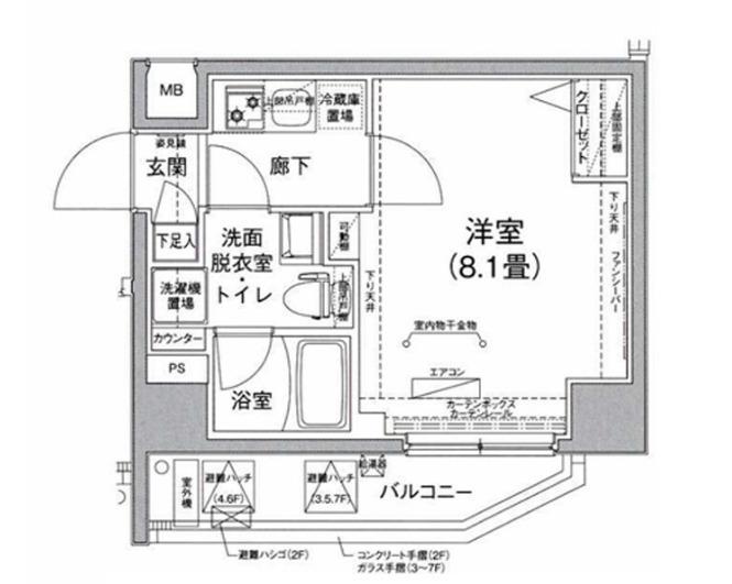 アイルカナーレ向島(1K/4階)の間取り写真