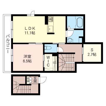 フェアリー ヴィラ エイチI(1SLDK/2階)の間取り写真