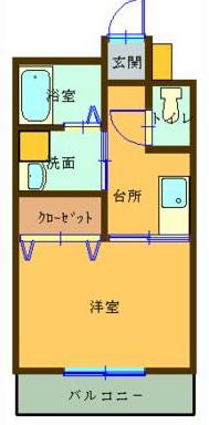 ドリームCT(1K/3階)の間取り写真