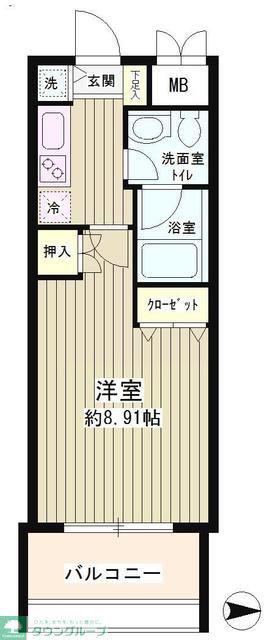 スカイパーク御苑(1K/8階)の間取り写真