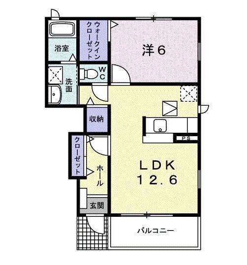 M.Kマンション VIII(1LDK/1階)の間取り写真