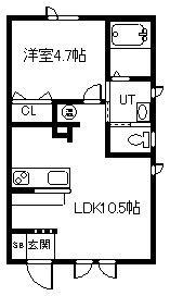 Eノース(1LDK/1階)の間取り写真