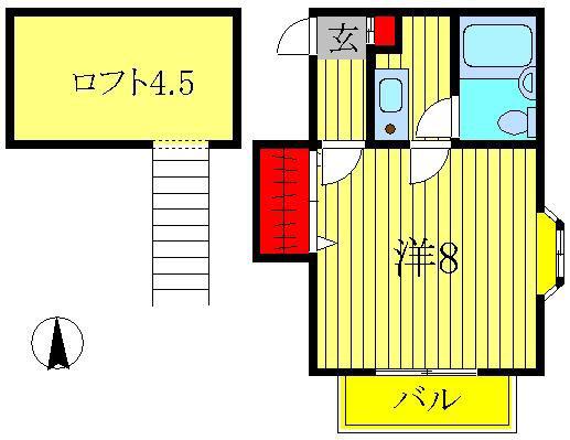 ポプリK-III(1K/2階)の間取り写真
