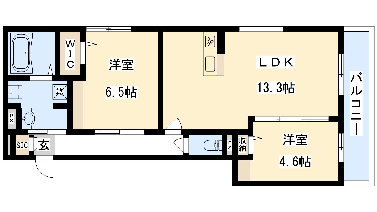 D-ROOM佐太中町(2LDK/3階)の間取り写真