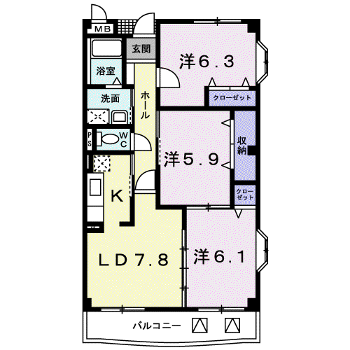 ノーブルブローテ(3LDK/4階)の間取り写真