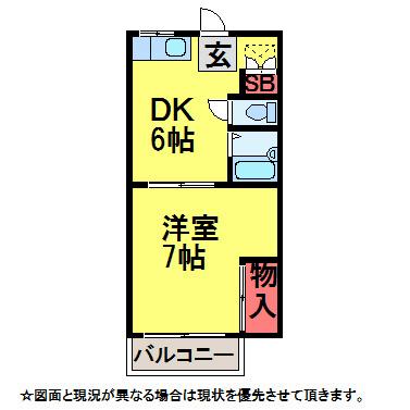 エステートピア美野里(1DK/2階)の間取り写真