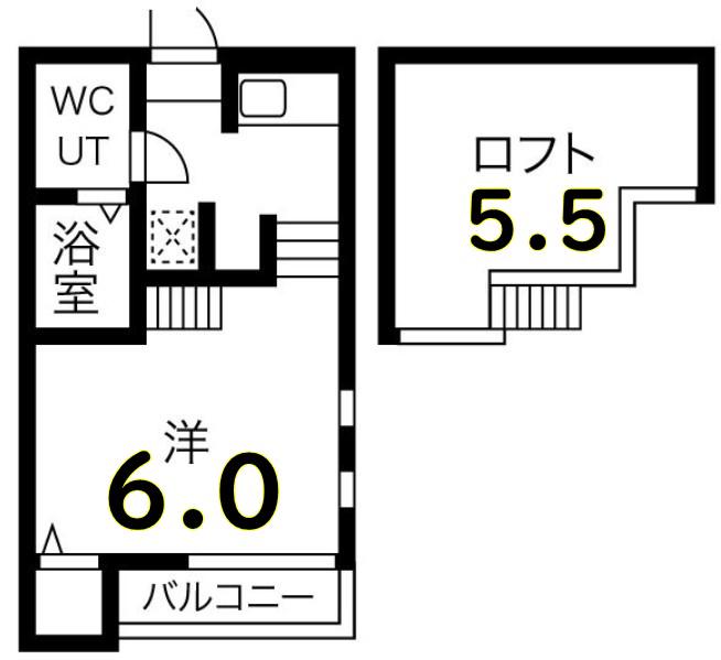 デザイナーズコーポ賑町(1K/2階)の間取り写真