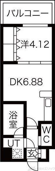 CHOEI65プレジオ中津(1DK/6階)の間取り写真