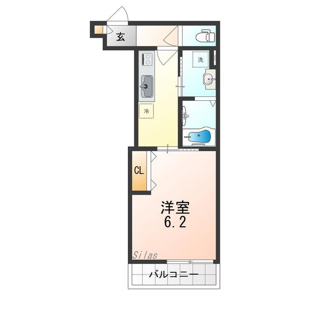 西今川共同(1K/2階)の間取り写真