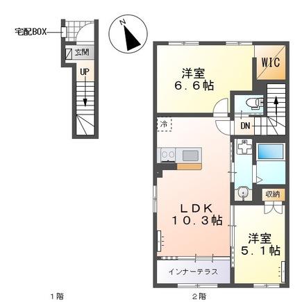 幸田町大字菱池 工事(2LDK/2階)の間取り写真