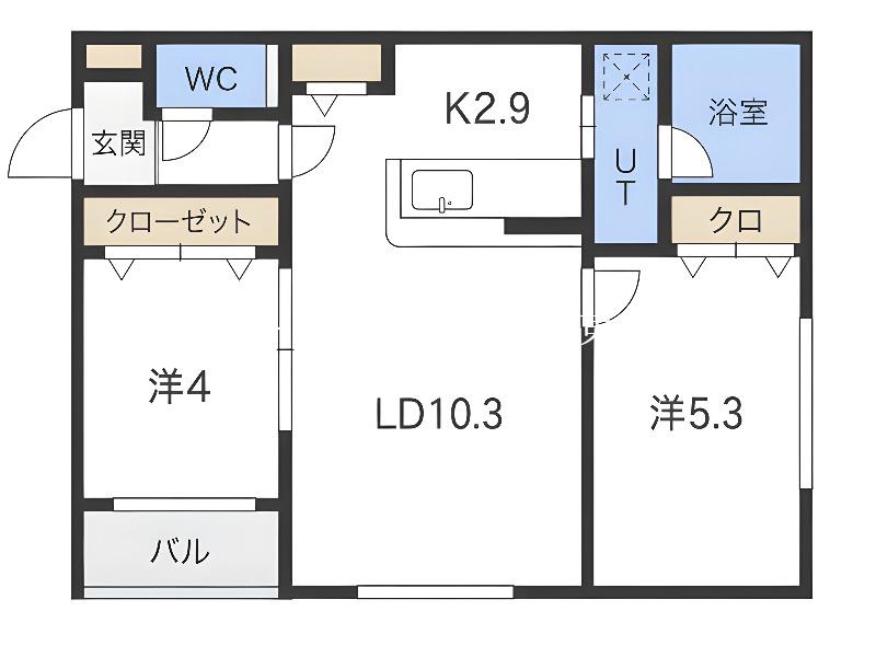 サンフラワー(2LDK/2階)の間取り写真