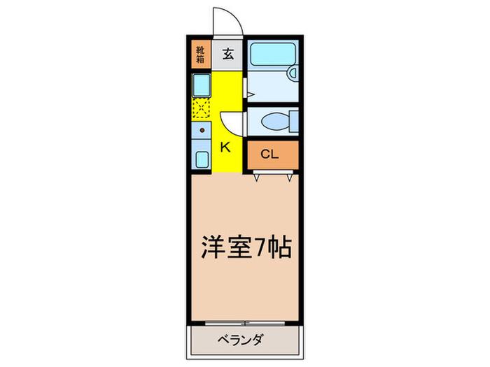 アルカディア谷口(1K/4階)の間取り写真