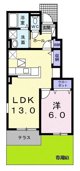 アニューサンリット(1LDK/1階)の間取り写真