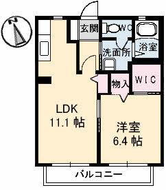 オレンジハイツ(1LDK/2階)の間取り写真