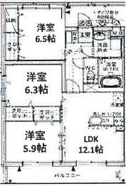 STELLA小池原(3LDK/3階)の間取り写真