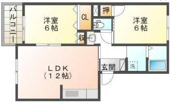 エステートパレスA棟(2LDK/3階)の間取り写真