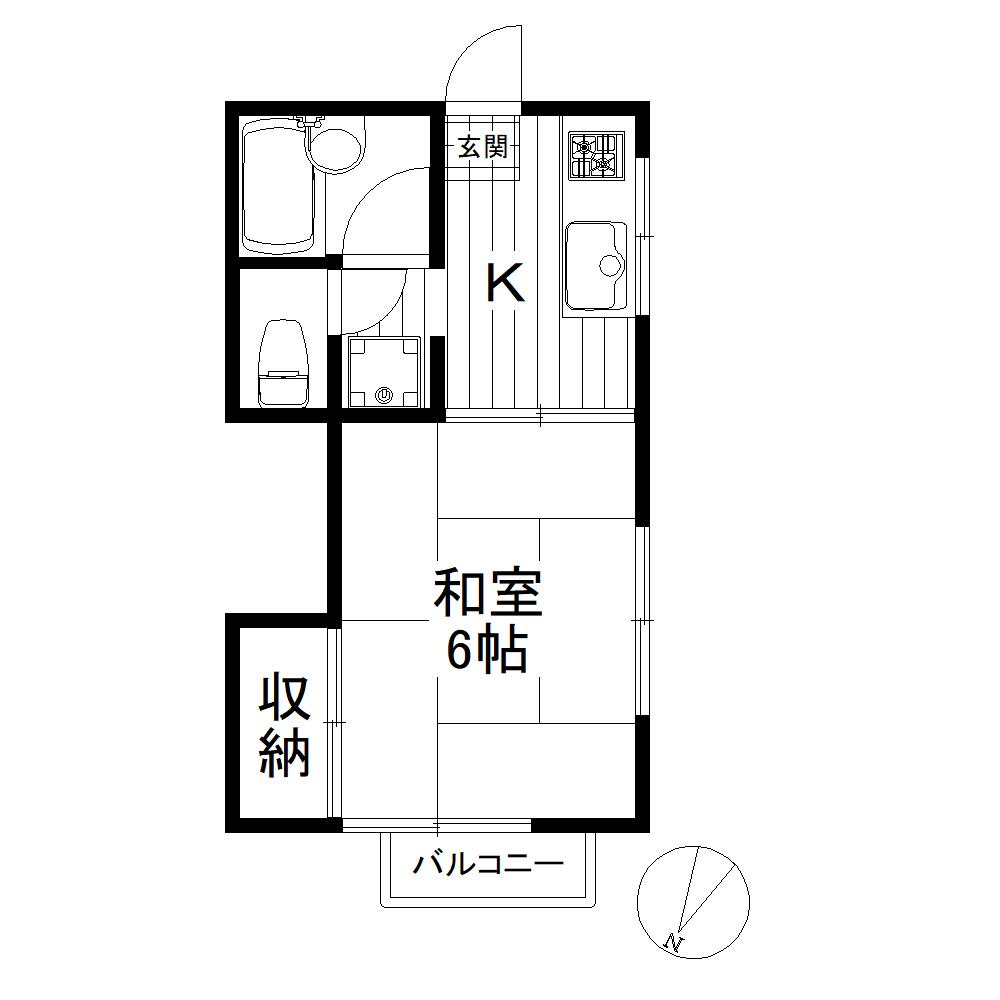 ハイツG(1K/2階)の間取り写真