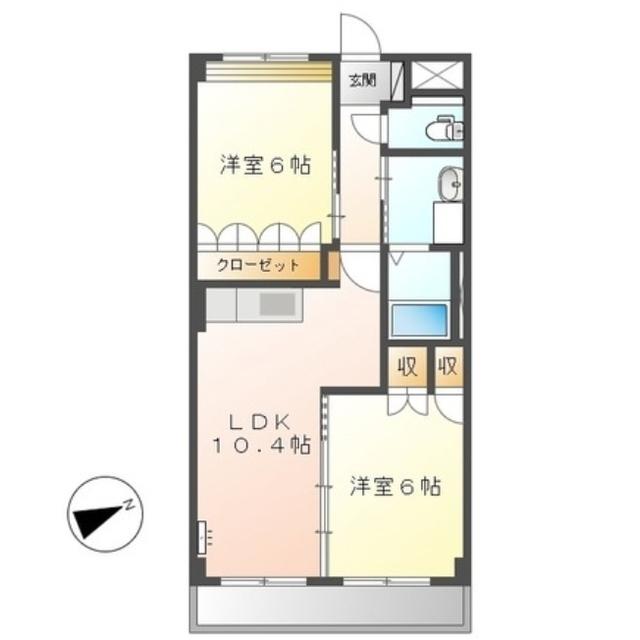 プランドール(2LDK/1階)の間取り写真