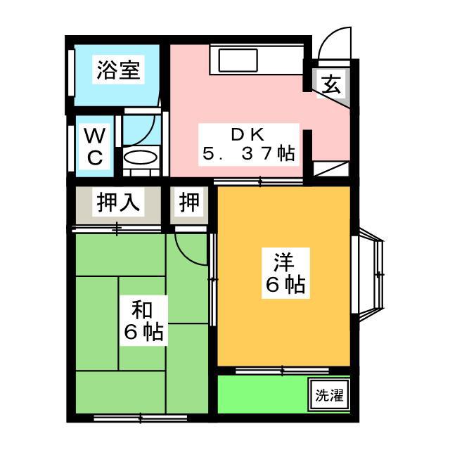 アパルトK(2DK/1階)の間取り写真