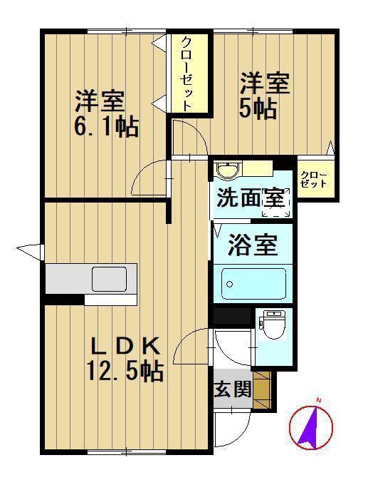 カーサ宏和(2LDK/1階)の間取り写真